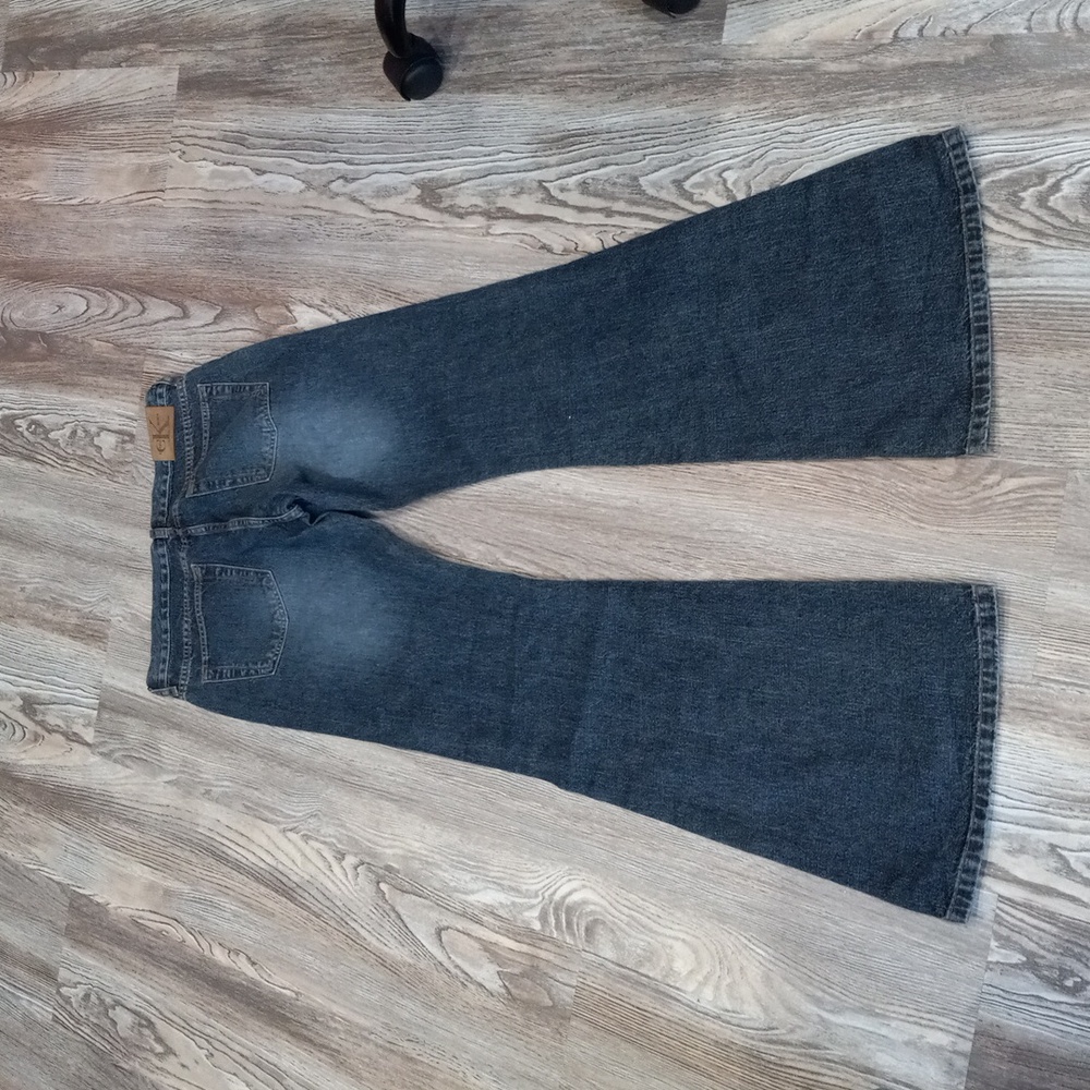 Calvin Klein Blue Flare & Wide Leg Jeans - Picture 13 of 14